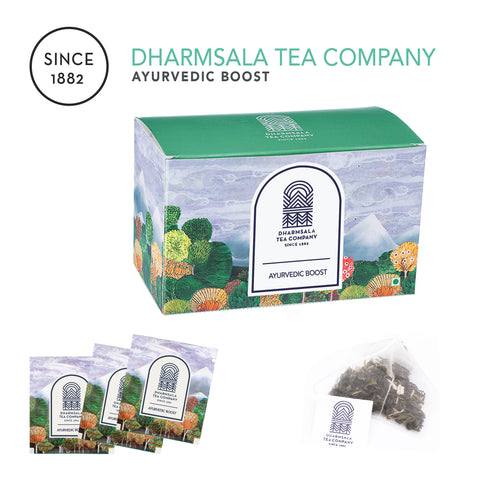 Ayurvedic Boost Teabags - Kangra Green Tea with Ashwagandha, Shankpushpi and Brahmi